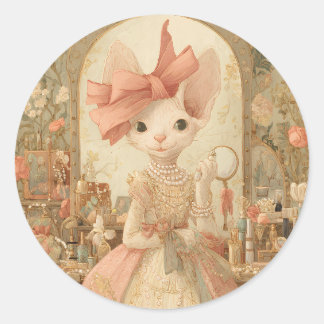 猫 - ビクトリア朝の猫の美術肖像画 - ミスオリーブ ラウンドシール