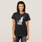 猫+フラワー+蝶+花+女性+女の子+猫ママ Tシャツ (正面フル)
