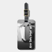 猫-ブラインドのバッグのラベルを見るAbbie及びMo ラゲッジタグ (正面縦)