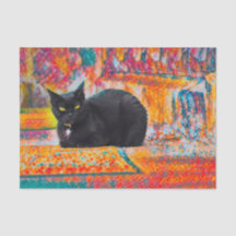 猫 ブラック かわいい カラフル アブストラクト デコパージュ