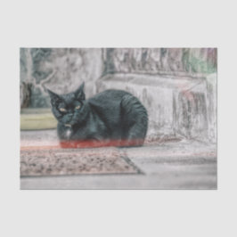 猫 ブラック かわいい ビンテージ アンティーク オールドスタイル アート 薄葉紙