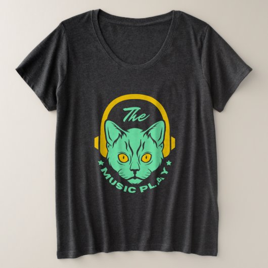 猫 プラスサイズTシャツ (デザイン正面)