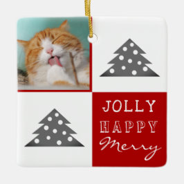 猫 ペット メリー ジョリー クリスマス ツリー ホリデー 写真 セラミックオーナメント