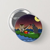 猫、ボタンとフクロウ 缶バッジ (正面&裏面)
