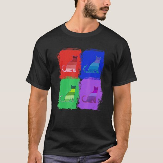 猫 ポップアート Tシャツ (正面)