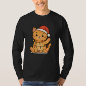 猫 メリークリスマス 冬の動物 猫 クリスマス Tシャツ (正面)