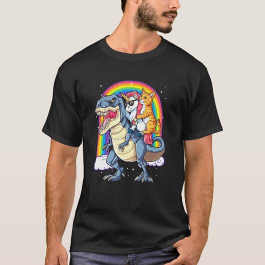 猫 ユニコーン ディノザウレックス Tシャツ (正面)
