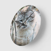 猫 ラウンド壁時計 (傾斜)
