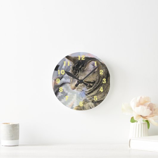 猫 ラウンド壁時計 (ホーム)