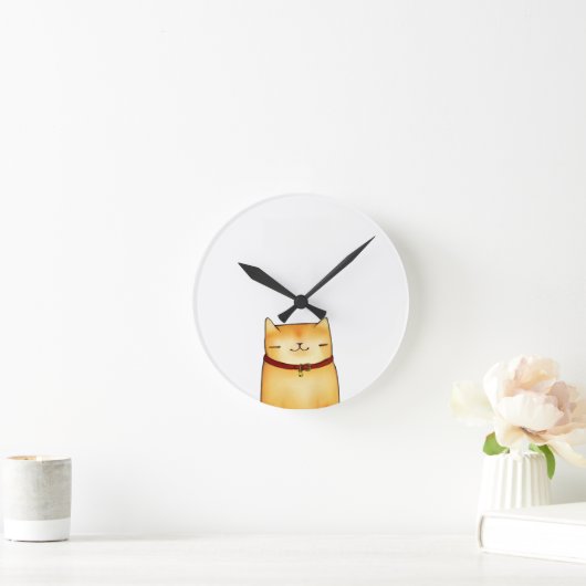 猫 ラウンド壁時計 (ホーム)