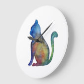 猫 ラウンド（大）壁掛け時計 ラージ壁時計 (傾斜)