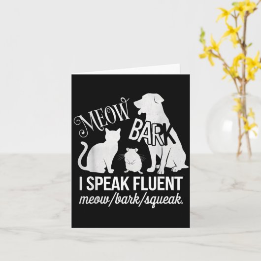 猫 ラット 犬の飼い主 私は流暢にニャー ウォフ チューイ  を話します カード (黄色い花)