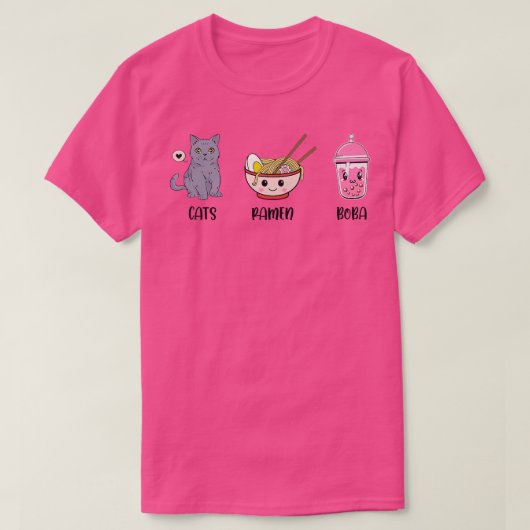 猫 ラーメン ボバ茶 愛好家 茶飲み 茶の淹れ方 Tシャツ (デザイン正面)