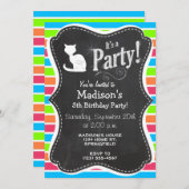 猫;レトロネオンレインボー 招待状 (正面/裏面)