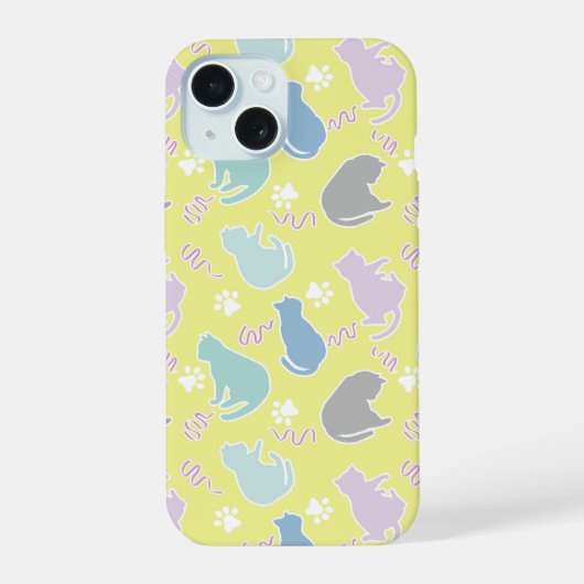 猫 レモン グリーン iPhone 15ケース (裏面)