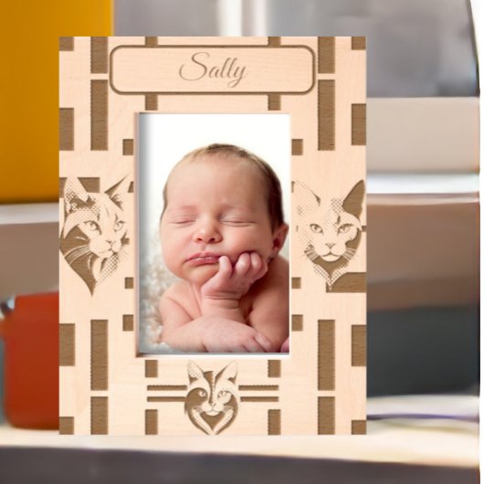 猫 レーザー彫刻フレーム