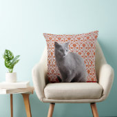 猫(ロシアのな青)および壁紙の背景 クッション (椅子)