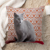 猫(ロシアのな青)および壁紙の背景 クッション (ブランケット)