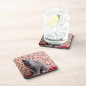 猫(ロシアのな青)および壁紙の背景 コースター (右側)