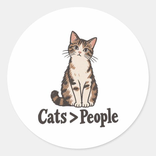 猫 > 人間 激オタ猫好きレディース ステッカー (正面)