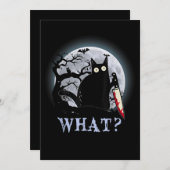 猫 何 殺意満々の黒猫 ナイフ ハロウィン 招待状 (正面/裏面)