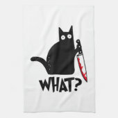 猫 何_ 面白い 黒猫 キッチンタオル (縦)