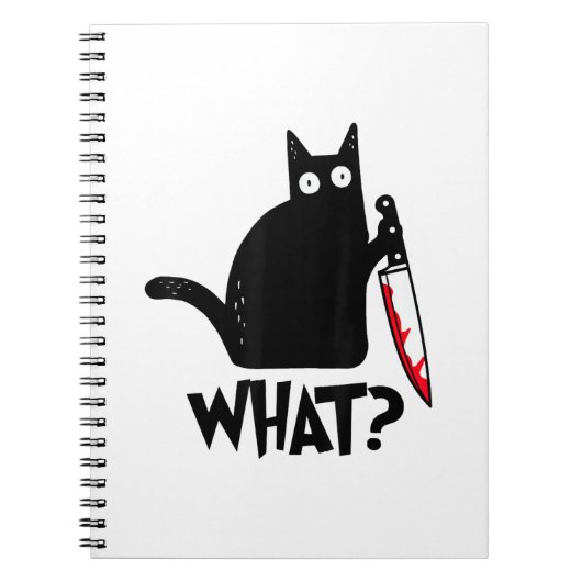 猫 何_ 面白い 黒猫 ノートブック (正面)