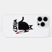 猫 何_ 面白い 黒猫  iPhoneケース (裏面横)
