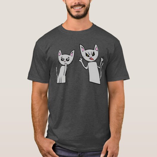 猫 動物 ペット グレー 悲しい 泣く ギフト Tシャツ (正面)