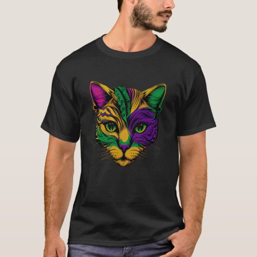 猫 動物 マルディ・グラ カーニバル 道化師 猫 マルディ・グラ Tシャツ (正面)
