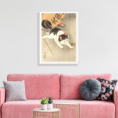 猫,古邨キャッチングマウス，大原小村，浮世絵 キャンバスプリント (インサイチュ (リビング))