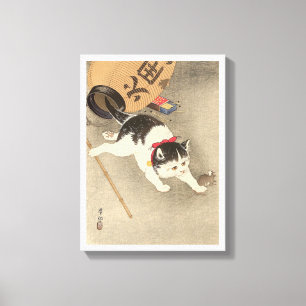 猫,古邨キャッチングマウス,大原小村,浮世絵 キャンバスプリント