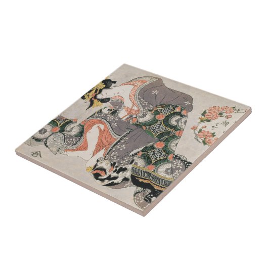 猫・喜多川歌麿の遊女 タイル (側面)