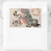 猫・喜多川歌麿の遊女 長方形シール (バッグ)