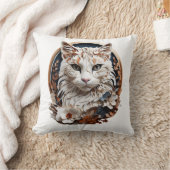 猫，子猫付き花 クッション (ブランケット)