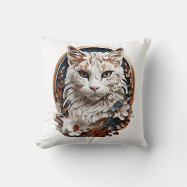 猫，子猫付き花 クッション