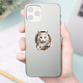 猫,子猫付き花 シール (スマートフォン)