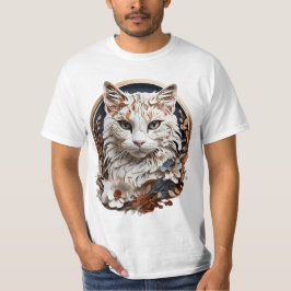 猫，子猫付き花 Tシャツ