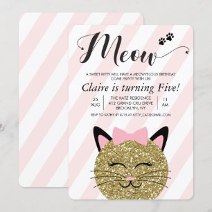 猫+子猫+ニャー+誕生日+招待状 - どの年齢でも 招待状