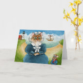 猫，子猫，マウス，灯台，フォークアートカード カード (黄色い花)