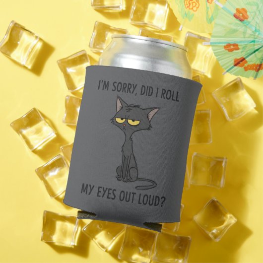 猫+子猫+私って目を大きく見開いた？+面白い+ユーモア 缶クーラー (インサイチュ 夏)