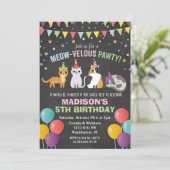 猫+子猫+誕生日+チョーク+招待状 - どの年齢にも 招待状 (スタンド正面)