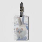 猫, 子猫, 雪 ラゲッジタグ (正面縦)