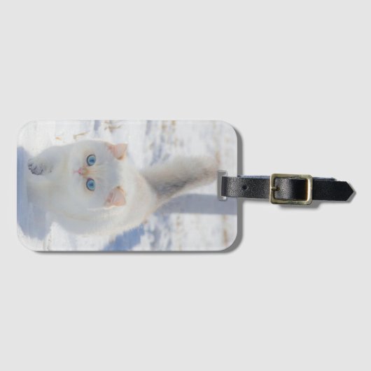 猫, 子猫, 雪 ラゲッジタグ (正面横)
