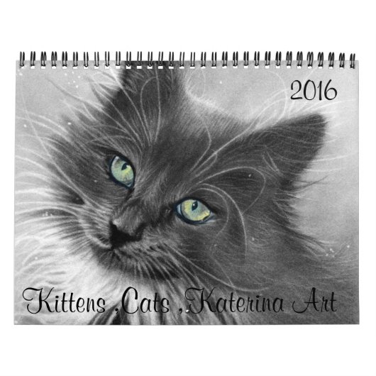 猫,子猫,2016年カレンダーKaterinaArt カレンダー (カバー)