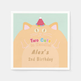 猫「愛らしすぎて扱えない」2歳の誕生日薄緑 スタンダードカクテルナプキン