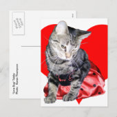 猫"愛虫"のバレンタインデーの郵便はがき シーズンポストカード (正面/裏面)