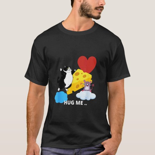 猫, 愛, おもしろい, ネズミ, チェス Tシャツ (正面)