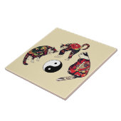 猫，日本のドラゴンレッドデビルタトゥー，陰陽 タイル (側面)