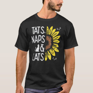 猫+昼寝+ひまわり 愛猫家 ペットグッズ Tシャツ